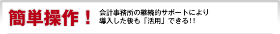 簡単操作!会計事務所の継続的サポートにより導入した後も「活用」できる!!